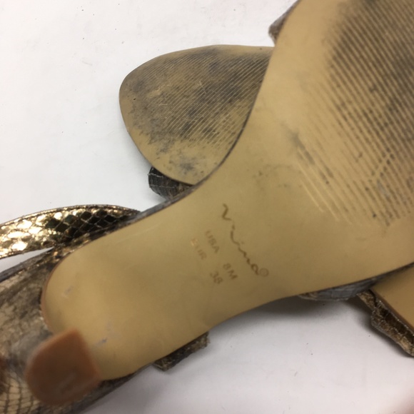 NINA GOLD SNAKE LIKE HEELS 8M - Picture 5 of 5